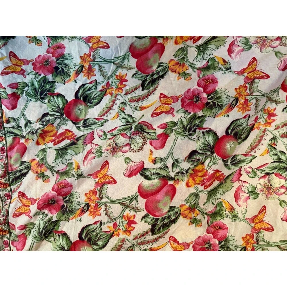 April Cornwell Yellow Floral Cotton French Country Cottagecore Table Coth 54x104
